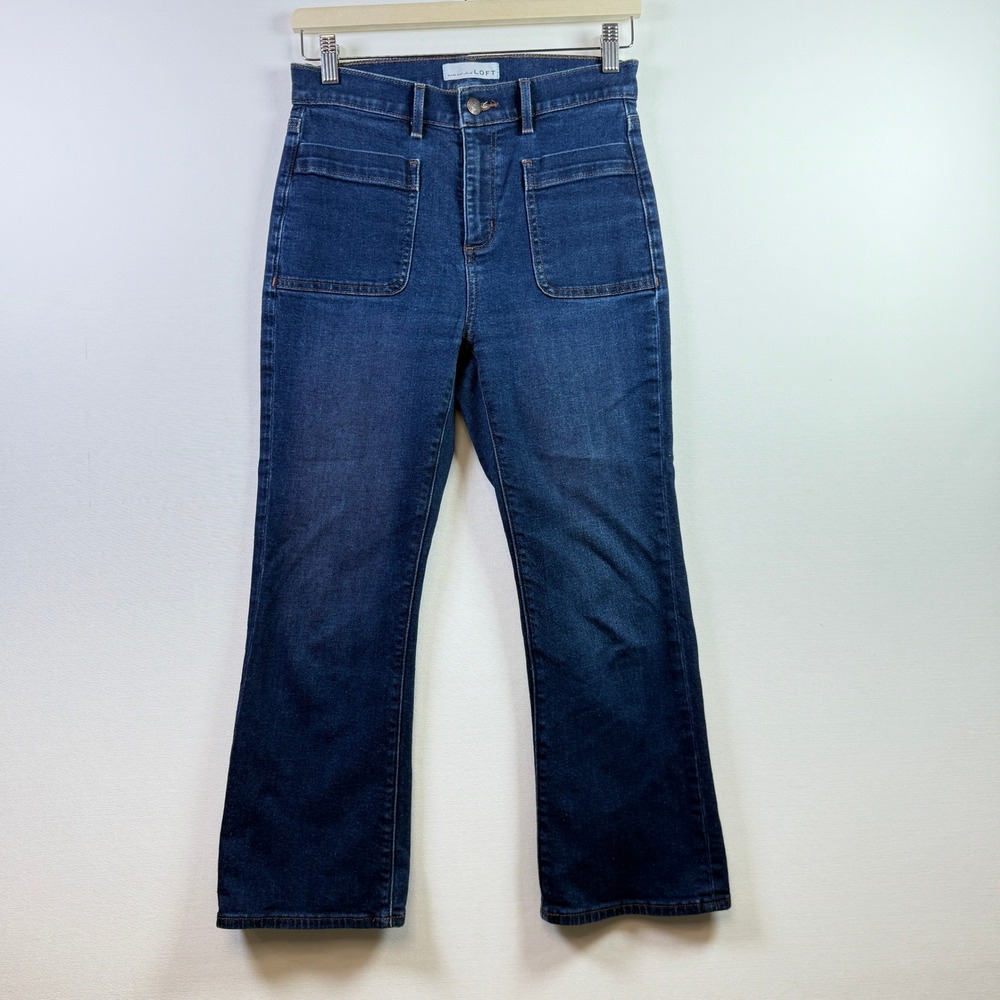 LOFT Blue Kick Crop High Rise Front Patch Pocket Jeans 4 27